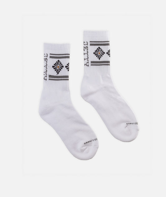 Disco Floral Socks - White